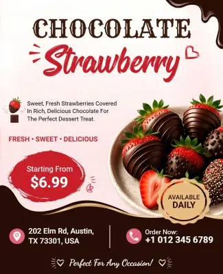 Chocolate Covered Strawberry Promotion Poster Template