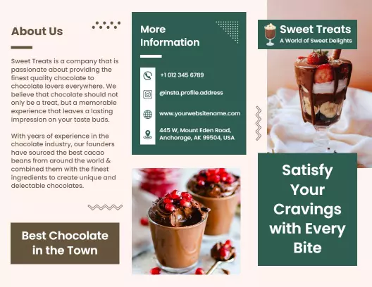 Chocolate Dessert Menu and Sweet Treats Brochure Template