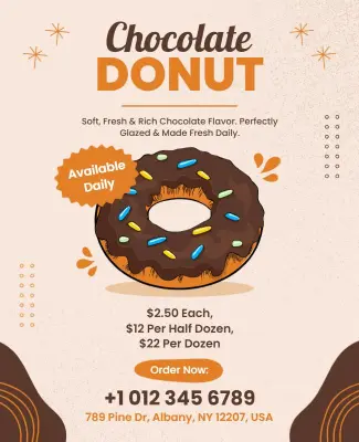 Chocolate Donut Bakery Promotion Flyer Template