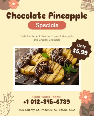 Chocolate Pineapple Dessert Specials Flyer Template