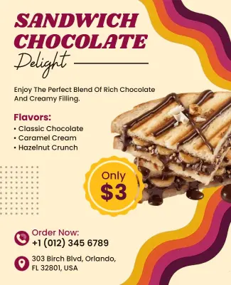 Chocolate Sandwich Dessert Promotion Flyer Template