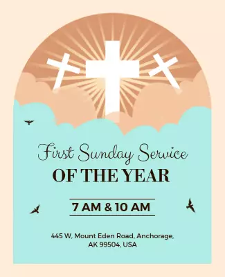 Christian Themed Light Pastel First Sunday Service Poster Template