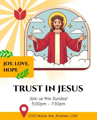Christian Worship Service Invitation Flyer Template