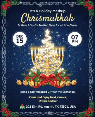 Christmas and Hanukkah Mashup Event Flyer Template