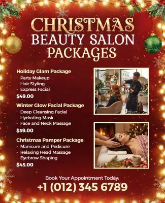 Christmas Beauty Salon Packages Promotion Flyer Template
