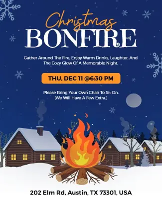 Christmas Bonfire Celebration Event Flyer Template