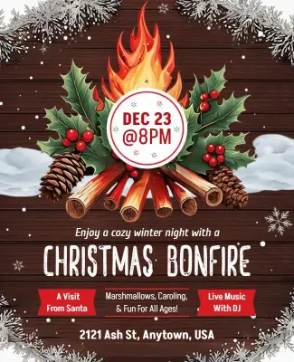 Christmas Bonfire Event with Santa Flyer Template
