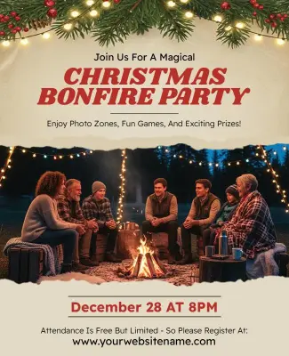 Christmas Bonfire Party Event Flyer Template