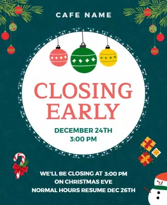Christmas Cafe Early Closing Announcement Flyer Template