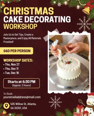 Christmas Cake Decorating Workshop Flyer Template
