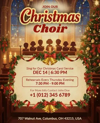 Christmas Choir Event Invitation Flyer Template