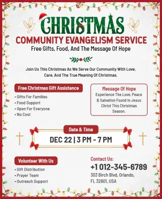 Christmas Community Evangelism Service Flyer Template