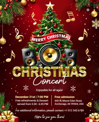 Christmas Concert Holiday Celebration Flyer Template