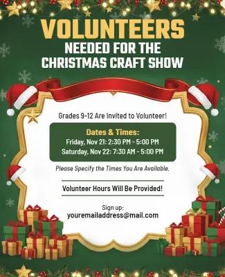Christmas Craft Show Volunteer Recruitment Flyer Template