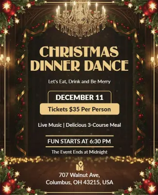 Christmas Dinner Dance Event Flyer Template
