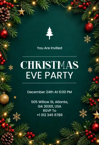 Christmas Eve Celebration Party Invitation Template