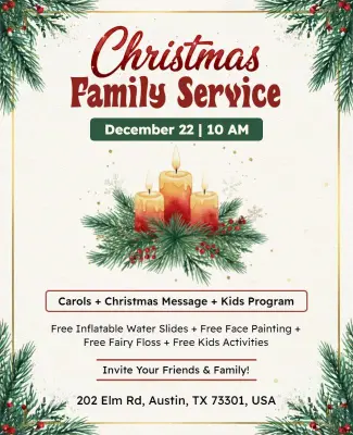 Christmas Family Service Event Flyer Template