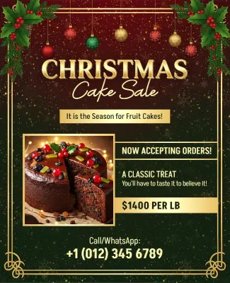 Christmas Fruit Cake Sale Flyer Template