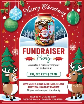 Christmas Fundraiser Party Flyer Template