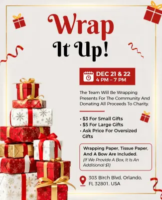Christmas Gift Wrapping Charity Event Flyer Template