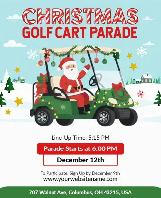 Christmas Golf Cart Parade Event Flyer Template