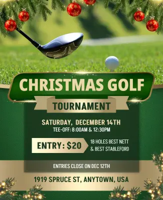 Christmas Golf Tournament Event Flyer Template
