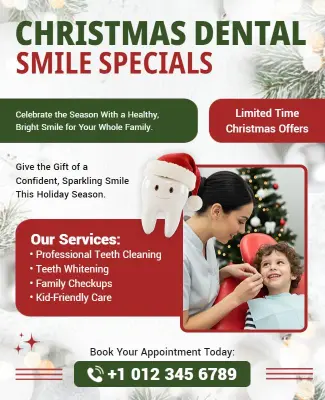 Christmas Holiday Dental Care Specials Flyer Template
