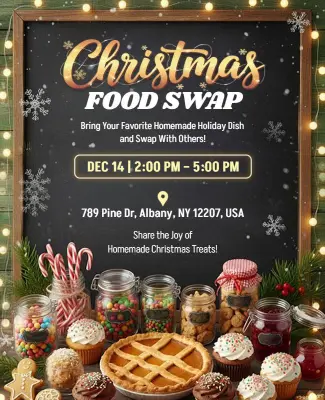 Christmas Holiday Food Swap Event Flyer Template