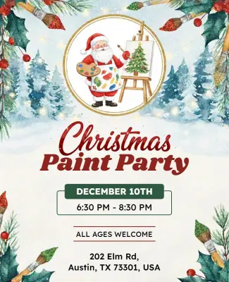 Christmas Holiday Paint Party Event Flyer Template