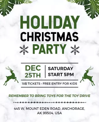 Christmas Holiday Party Toy Drive Flyer Template