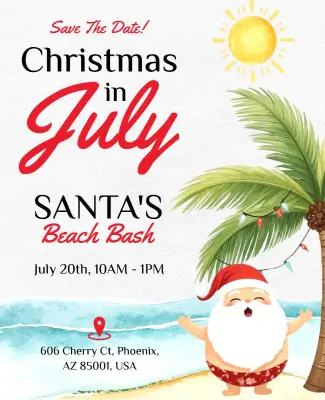 Beach Bash Christmas in July Flyer Template
