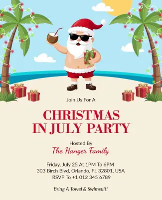 Christmas in July Beach Party Flyer Template