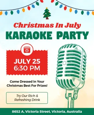 Christmas in July Karaoke Party Event Flyer Template