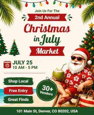 Christmas in July Market Event Flyer Template