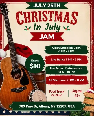 Christmas in July Music Jam Flyer Template