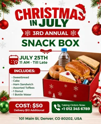 Christmas in July Snack Box Flyer Template
