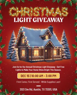 Christmas Light Giveaway Event Flyer Template