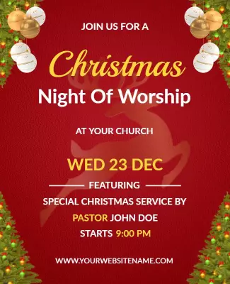 Christmas Night Of Worship Event Flyer Template