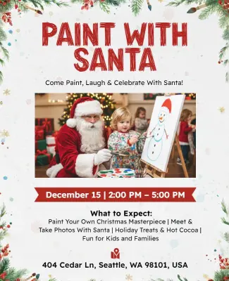Christmas Painting Event with Santa Flyer Template
