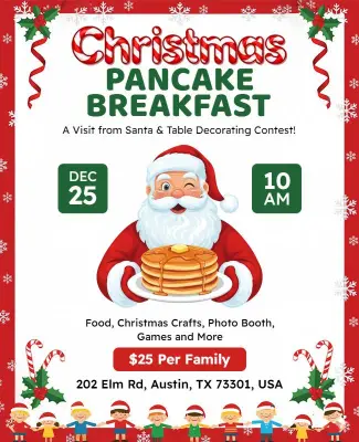Christmas Pancake Breakfast Event Flyer Template