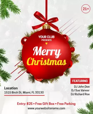Joyous Red Holiday Cheer Christmas Party Flyer Template