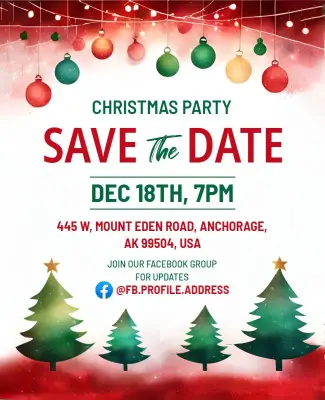 Christmas Party Save the Date Flyer Template
