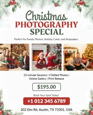 Christmas Photography Session Special Promotion Flyer Template