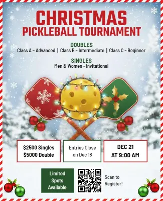 Christmas Pickleball Tournament Event Flyer Template