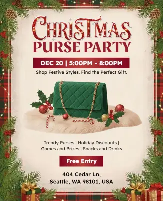 Christmas Purse Party Event Flyer Template