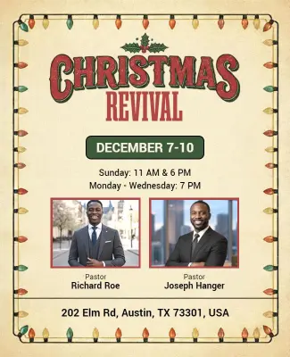Christmas Revival Church Event Flyer Template