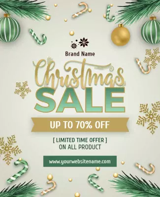 Festive Green and Gold Christmas Sale Flyer Template