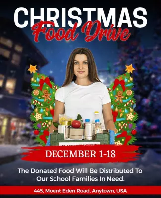 Christmas School Food Drive Flyer Template
