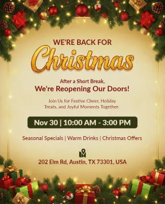Christmas Seasonal Special Reopening Flyer Template