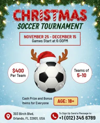 Christmas Soccer Tournament Event Flyer Template